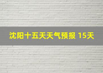 沈阳十五天天气预报 15天